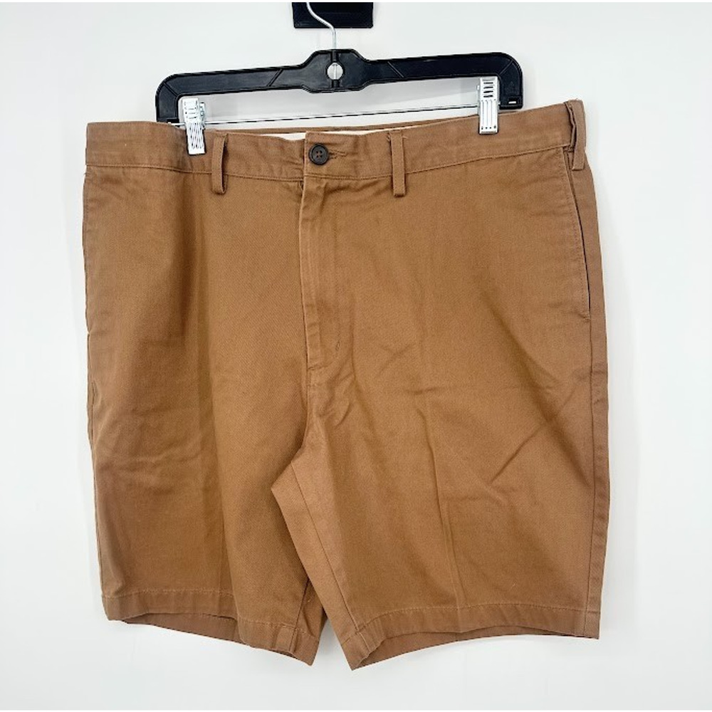 Lands End Mens Size 38 Traditional‎ Fit Chino Shorts Brown Cotton Casual Preppy
